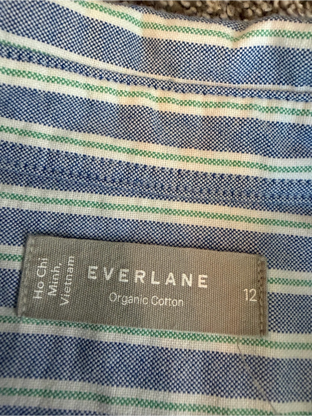 Everlane Organic Cotton Blue Stripe Button Down Shirt Size 12 - Picture 3 of 7